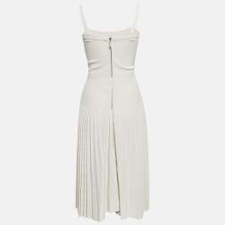 Elie Saab Off-White Jersey Lace Patch and Pleated Mini Dress XS