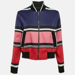 Elie Saab Multicolor Striped Zip Up Bomber Jacket S