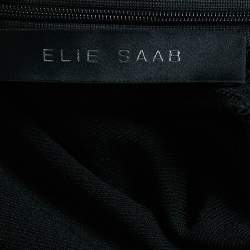 Pre Owned Elie Saab Black Knit & Lace Paneled Long Sleeve Top M