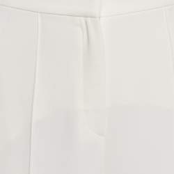 Pre Owned Elie Saab White Crepe Wide Leg Trousers S