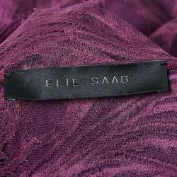 Elie Saab Purple Lace and Crepe High Neck Blouse M