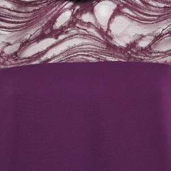 Elie Saab Purple Lace and Crepe High Neck Blouse M