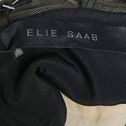 Pre Owned Elie Saab Black Crepe and Lace Full Sleeve Jumpsuit M