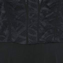 Pre Owned Elie Saab Black Crepe and Lace Full Sleeve Jumpsuit M