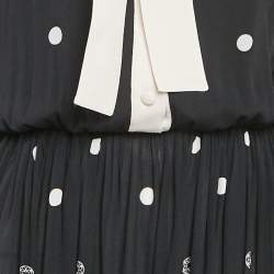 Elie Saab Black Polka Dots Print Crepe Midi Dress S