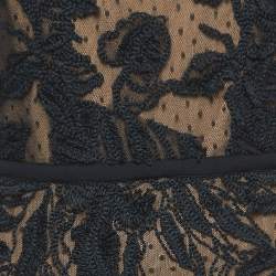 Elie Saab Black Embroidered Tulle Sleeveless Gown S