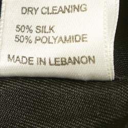 Pre Owned فستان ميدي مكون من طبقات مزيّن بتطريز الترتر الحريري بخليط أسود من إيلي صعب مقاس متوسط