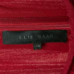 Elie Saab Burgundy Silk Chiffon Flared Slit Detail Maxi Skirt L