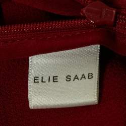 Elie Saab Burgundy Silk Chiffon Flared Slit Detail Maxi Skirt L
