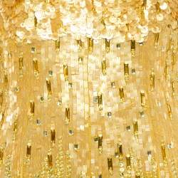 Pre Owned Elie Saab Yellow Embellished Detail Strapless Gown S