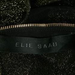 Elie Saab Black Lurex Jersey and Tulle Trim Bodysuit S