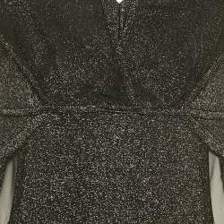 Elie Saab Black Lurex Jersey and Tulle Trim Bodysuit S