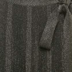 Pre Owned Elie Saab Black Lurex Jersey and Tulle Plisse Maxi Skirt M