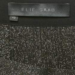 Pre Owned Elie Saab Black Lurex Jersey and Tulle Plisse Maxi Skirt M