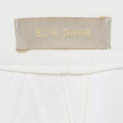 Pre Owned Elie Saab White Crepe High-Rise Flared Trousers S