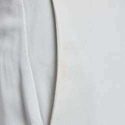 Pre Owned Elie Saab White Crepe High-Rise Flared Trousers S