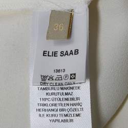 Pre Owned Elie Saab White Crepe High-Rise Flared Trousers S
