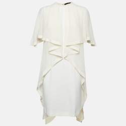 Elie Saab Ivory Silk and Jersey Ruffled Short Dress M