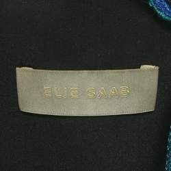 Pre Owned Elie Saab Blue/Pink Tulle Sequin Embroidered Cape Jumpsuit M