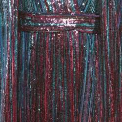 Pre Owned Elie Saab Blue/Pink Tulle Sequin Embroidered Cape Jumpsuit M