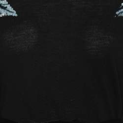 Elie Saab Black Wool Knot Floral Embellished Sweater XS