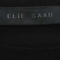 Elie Saab Black Wool Knot Floral Embellished Sweater XS