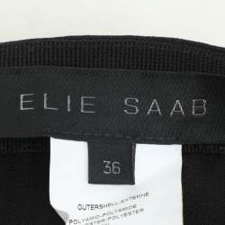 Elie Saab Black Floral Tulle Midi Skirt XS