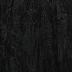 Elie Saab Black Floral Tulle Midi Skirt XS