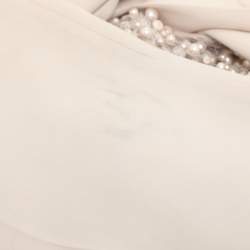 Elie Saab Light Beige Crepe and Lace Pearl Embellished Jumpsuit S