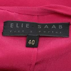 Pre Owned Elie Saab Pink Crepe Pleated Halter Neck Maxi Dress S