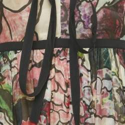 Pre Owned Elie Saab Multicolor Floral Print Organza Silk Runway Gown M