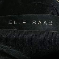 Pre Owned Elie Saab Black Lace Trim Leather Mini Dress XS