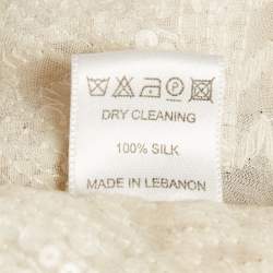 Pre Owned Elie Saab Cream Embellished Silk Ruffled Open Front Jacket S