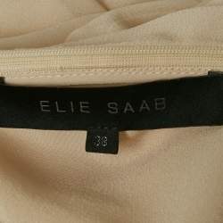 Pre Owned Elie Saab Beige Silk Flared Knee Length Skirt S