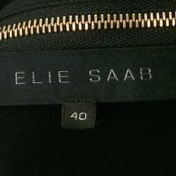 Pre Owned Elie Saab Black Sequin Embroidered Detail Crepe Tunic Blouse S