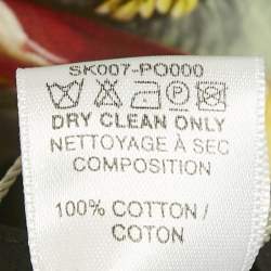 Pre Owned Elie Saab Black Floral Print Poplin Gathered Midi Skirt M