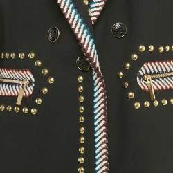 Pre Owned بليزر إلي صعب كريب أسود بزخارف معدنية متباينة مقاس كبير (لارج)