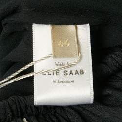 مملوكة مسبقًا فستان إيلي صعب أسود بكُرات قماش كريب ميدي مقاس وسط (ميديوم)