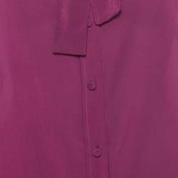 Pre Owned Elie Saab Pink Silk Long Sleeve Shirt M