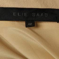 Pre Owned Elie Saab Beige Silk & Wool Embellished Knee Length Dress M