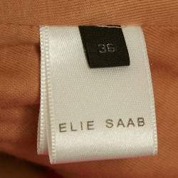Pre Owned Elie Saab Pink Textured Lurex Knit Mini Dress XS