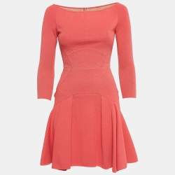 Pre Owned Elie Saab Pink Textured Lurex Knit Mini Dress XS
