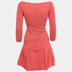 Pre Owned Elie Saab Pink Textured Lurex Knit Mini Dress XS