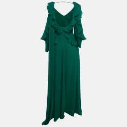 مملوكة مسبقًا فستان ماكسي مكسّر حرير أخضر إيلي صعب مقاس صغير