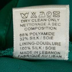 Pre Owned Elie Saab Green Embellished Detail Crepe & Silk Mini Dress XS