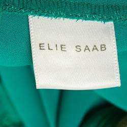 Pre Owned Elie Saab Green Embellished Detail Crepe & Silk Mini Dress XS