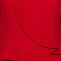 Pre Owned Elie Saab Red Crepe Ruffle Detail Maxi Dress M