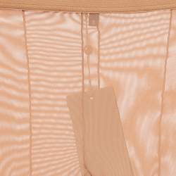 Pre Owned Elie Saab Nude Mesh Rhinestone Detail Sheer Tights S