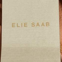 Pre Owned Elie Saab Nude Mesh Rhinestone Detail Sheer Tights S