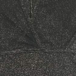 Pre Owned بوديسوت إيلي صعب جيرسي لوريكس أسود وحواف تول مقاس صغير (سمول)